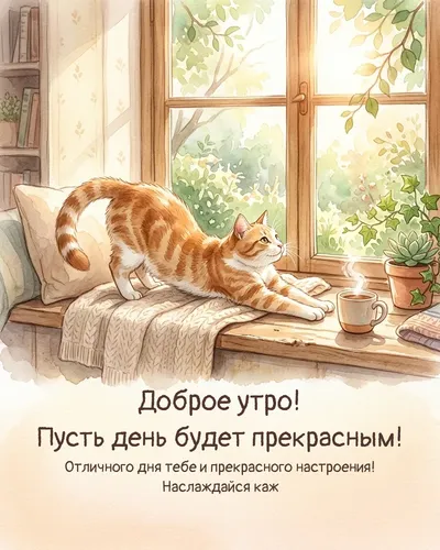 Доброе утро! Пусть день будет прекрасным! — morning cat 10